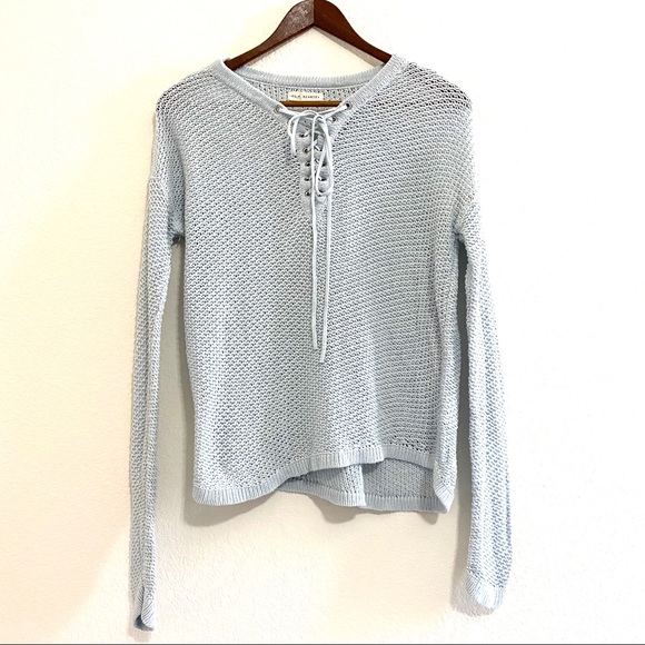 LA Hearts Blue Knit Tie Up Sweater - Picture 2 of 7